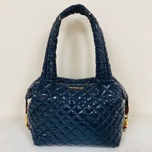 MZ Wallace Bags Sutton Lacquer Dawn Navy Crossbody Bag Purse Medium